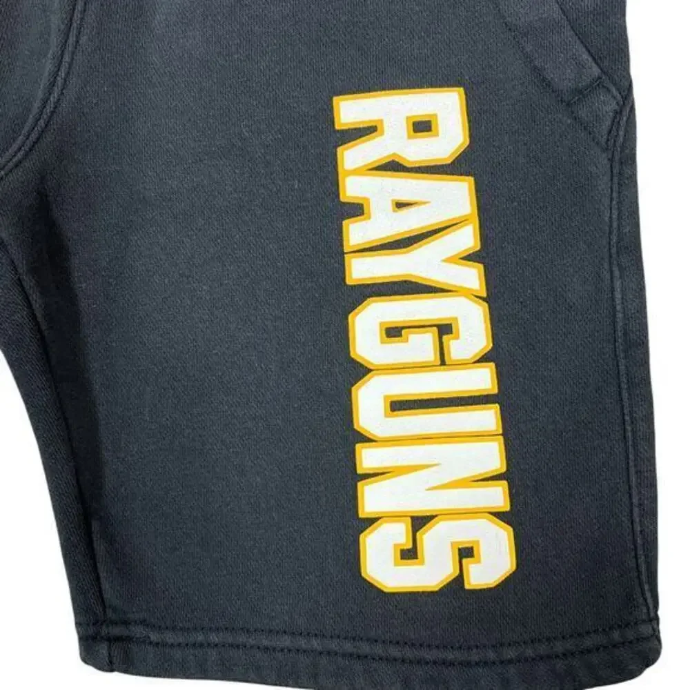 Nike Rayguns Fleece Shorts Boys XS Black Orange Yellow Sequins Spellout Summer